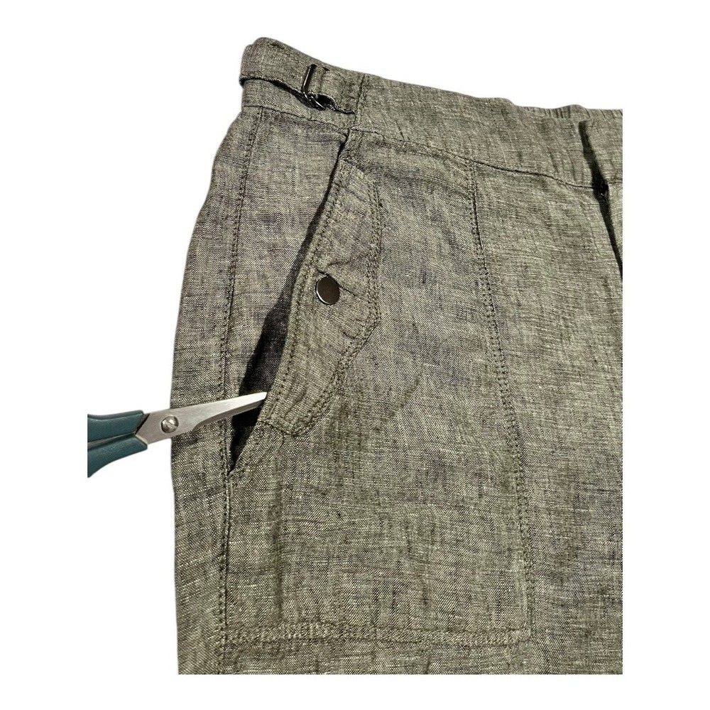 Athleta Voyager Linen Pants Women's 16 Olive Green Cropped Adjustable Waist - Picture 11 of 16